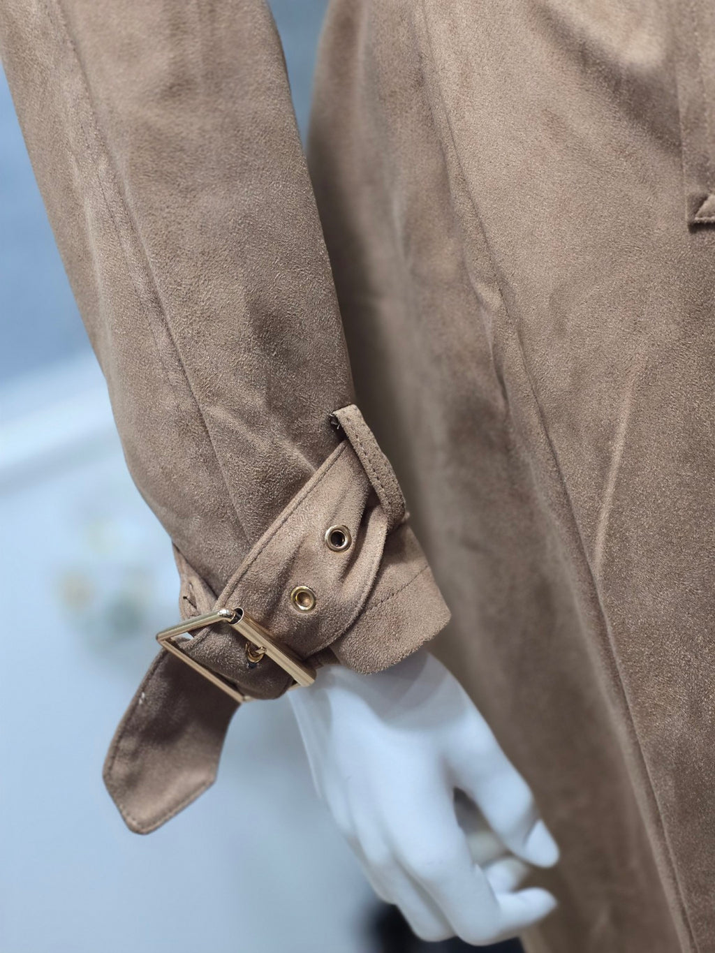 Eleganter Damen Trenchcoat – Wildlederoptik Camel