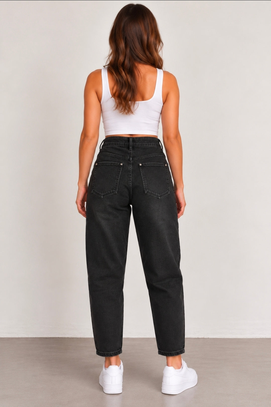 Damen High Waist Barrel Jeans – Schwarz | Trendige Denim Hose