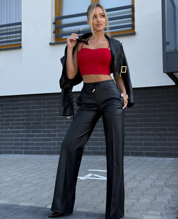 Damen-Ledershose mit hohem Bund – Eco Leather