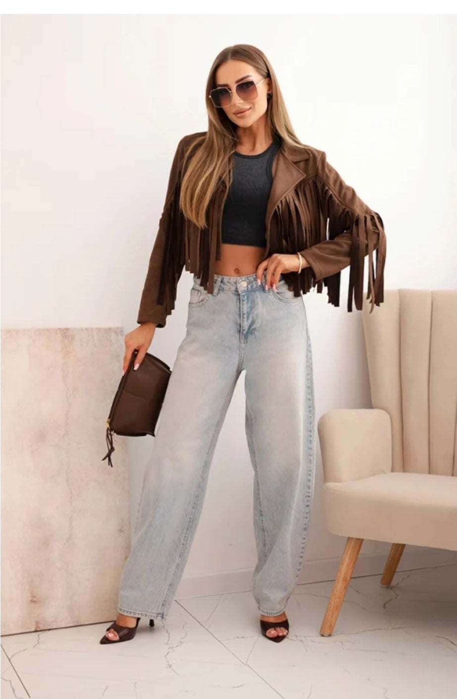Damenjacke mit Fransen – Boho Vibes aus Italien