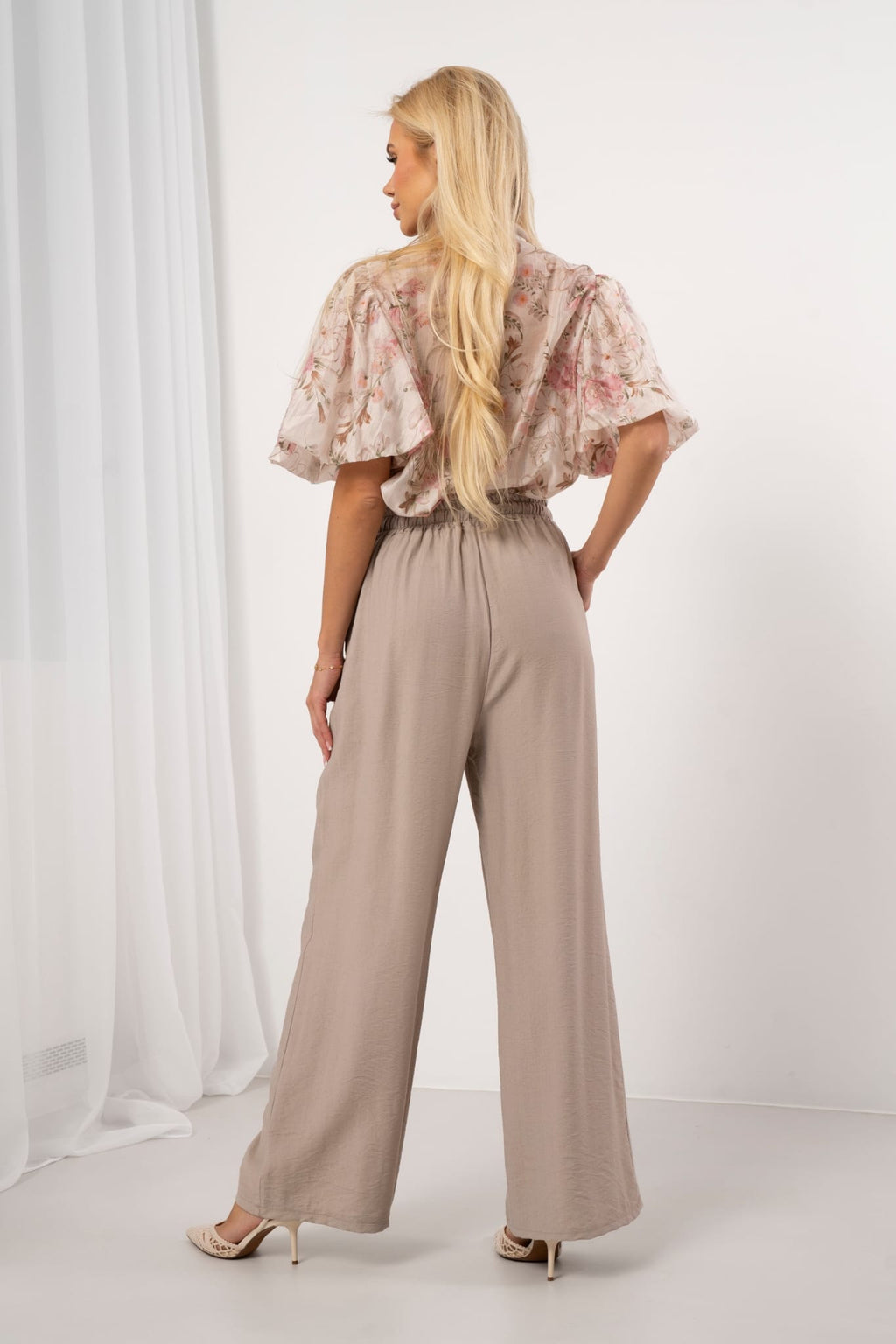 Luftige Wide-Leg Sommerhose mit Leinen-Optik & Ethno-Details