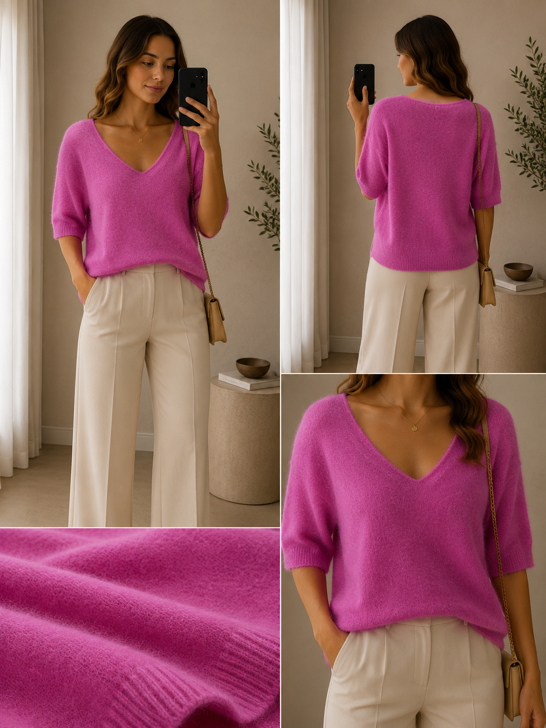 Strickpullover mit V Ausschnitt
