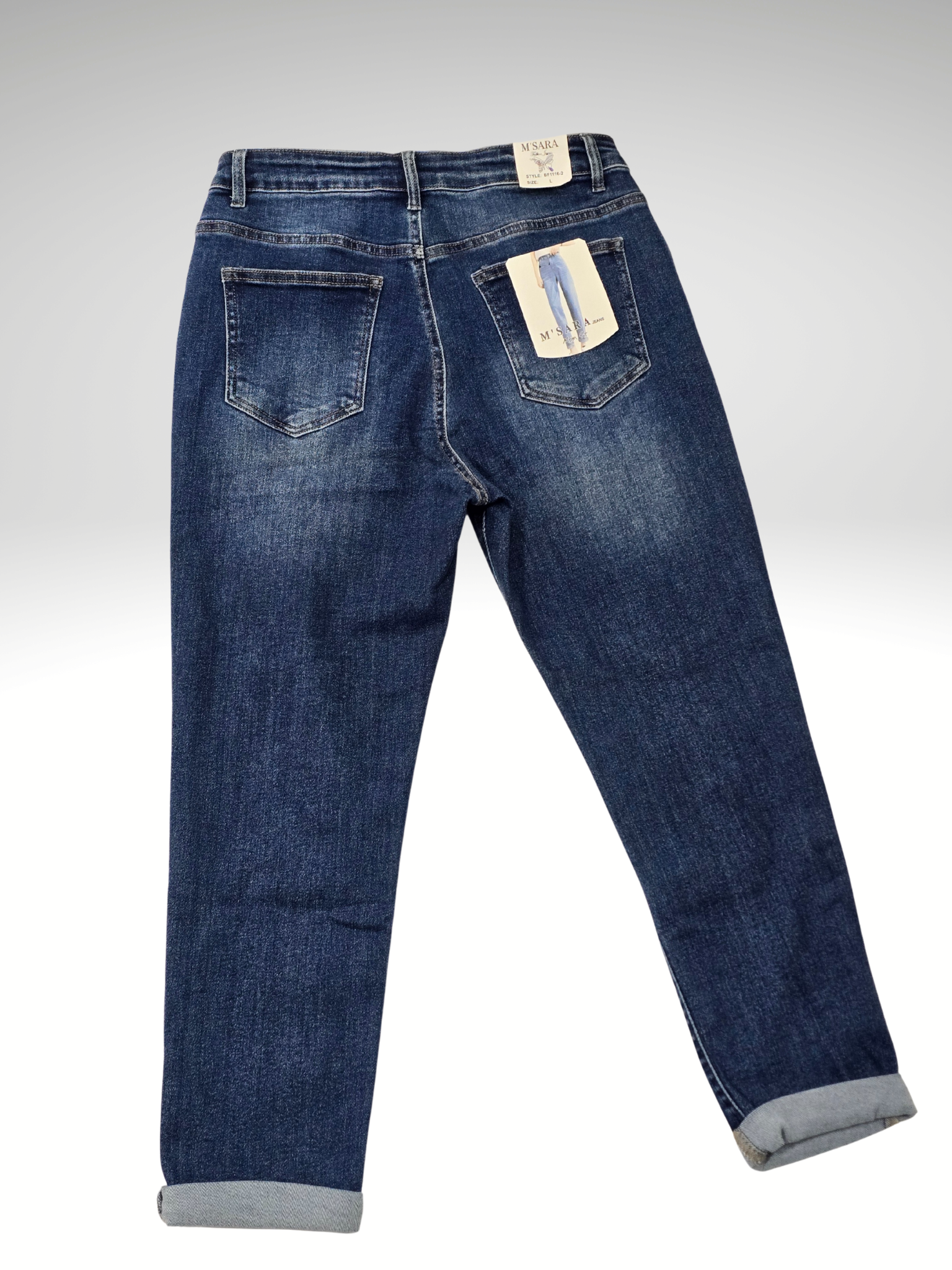 MSARA Dark Wash Jeans – Elastisch, Modern & Mit Patch-Detail