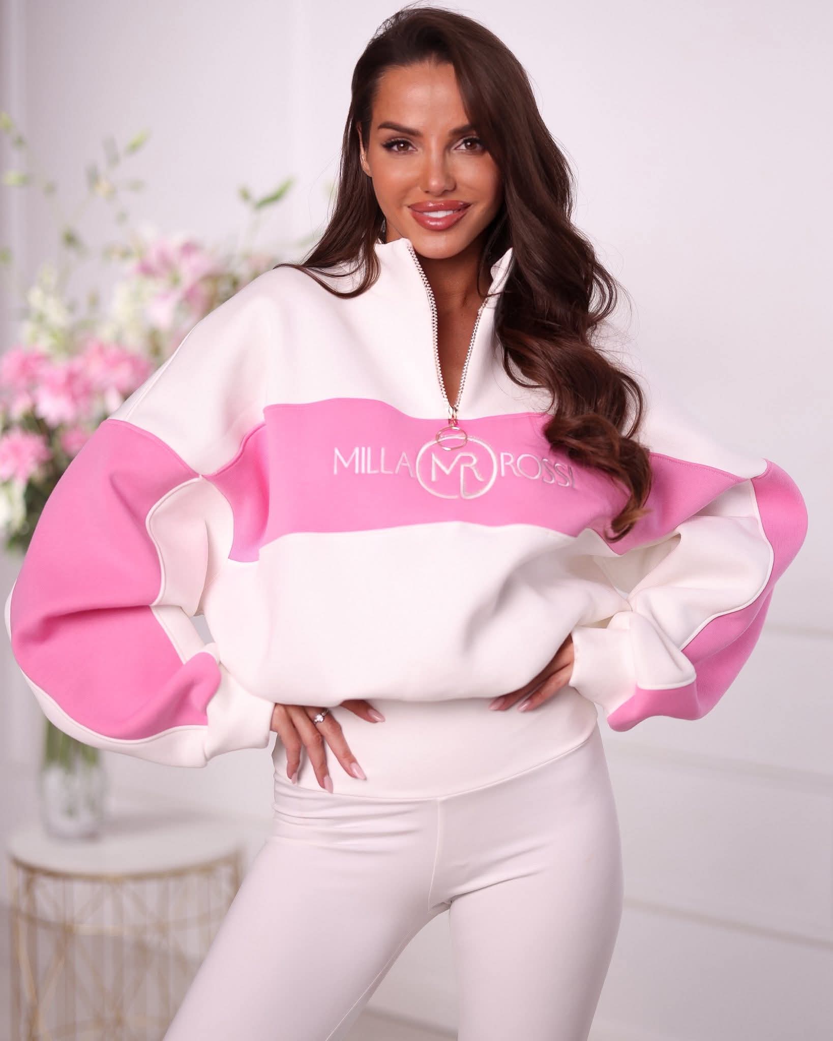 Damen Oversize Sweatshirt MILLA ROSSI mit Reißverschluss – UNI