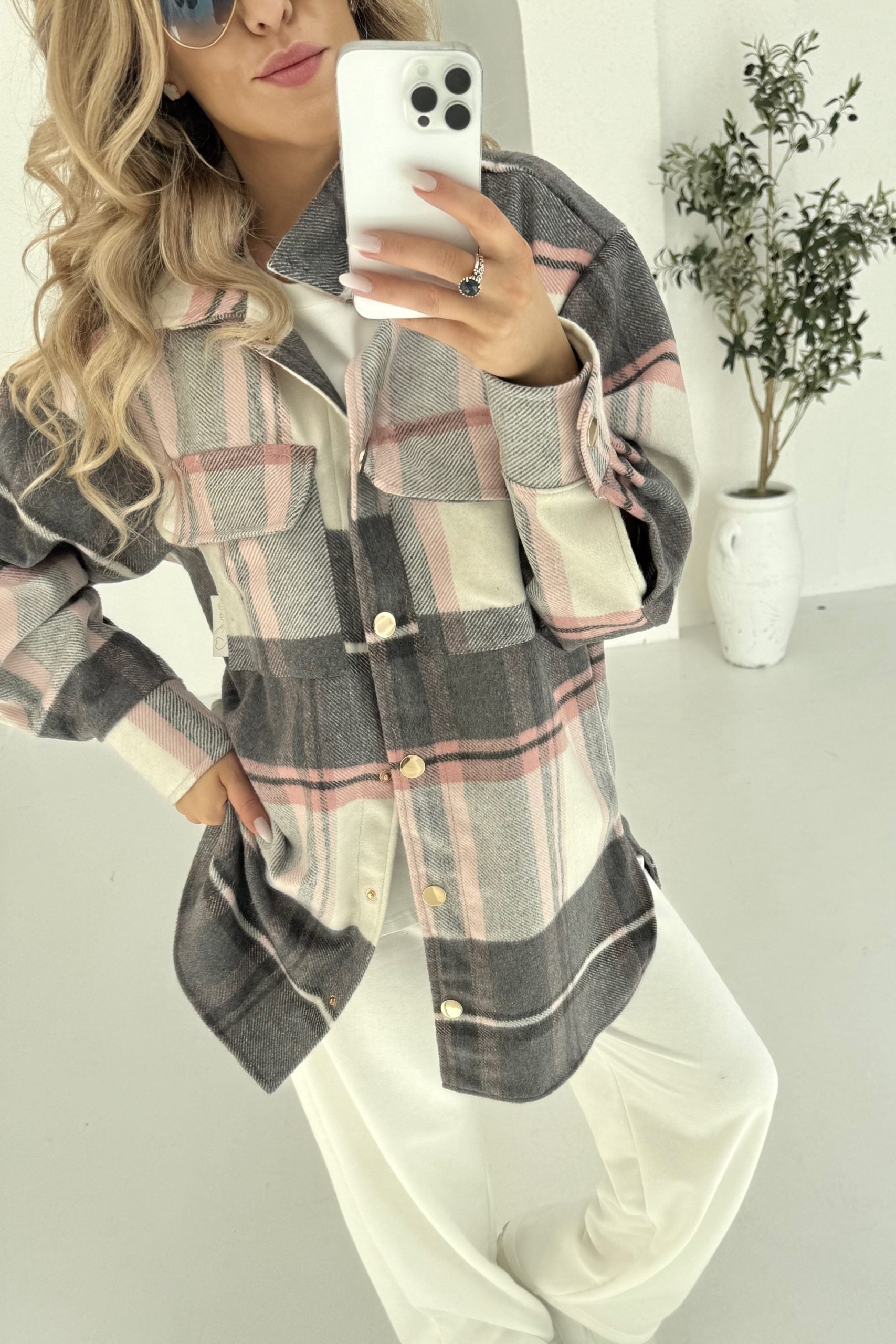 MELODY FLANELL – shirt jacket in pink