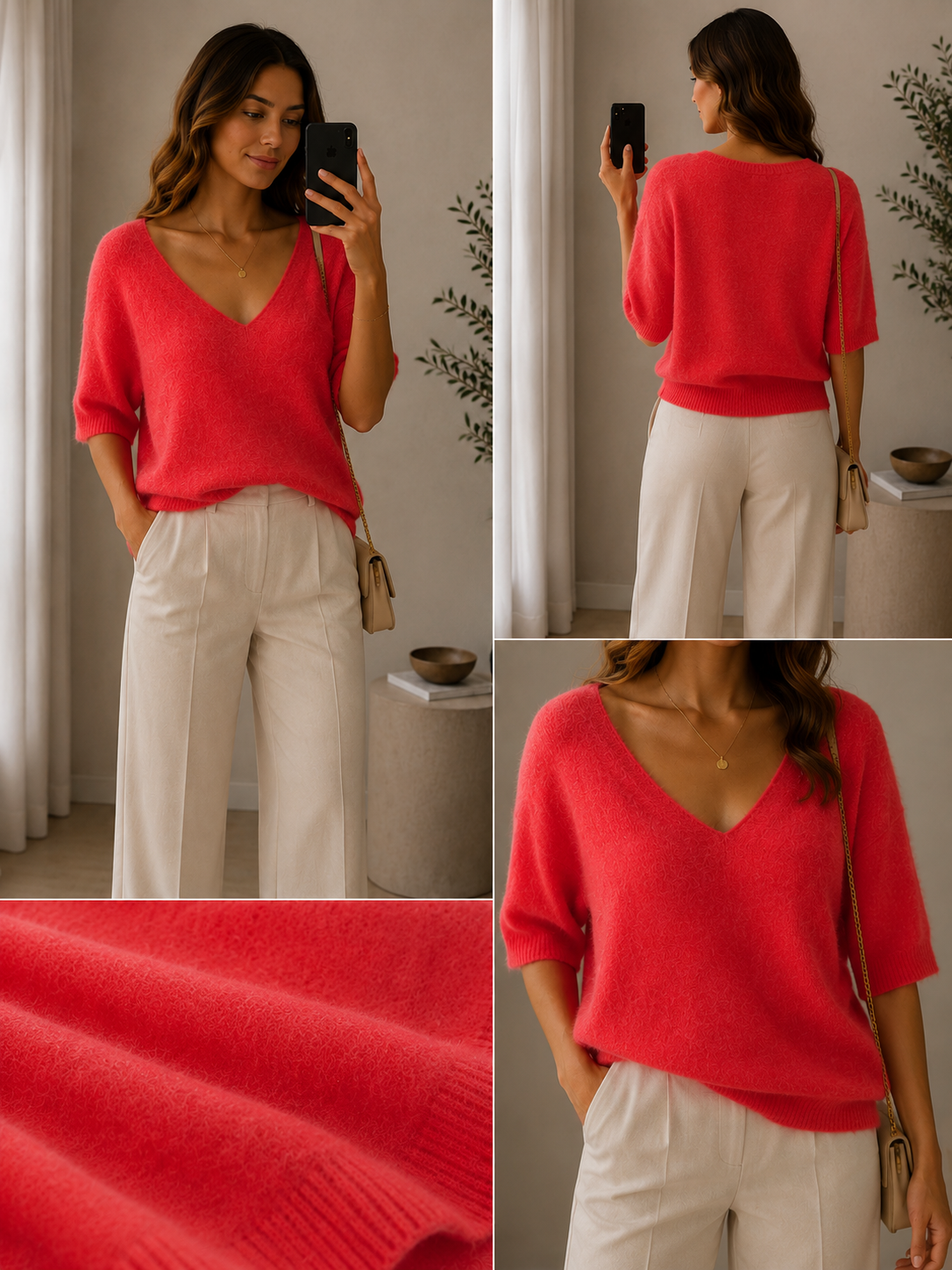 Strickpullover mit V Ausschnitt
