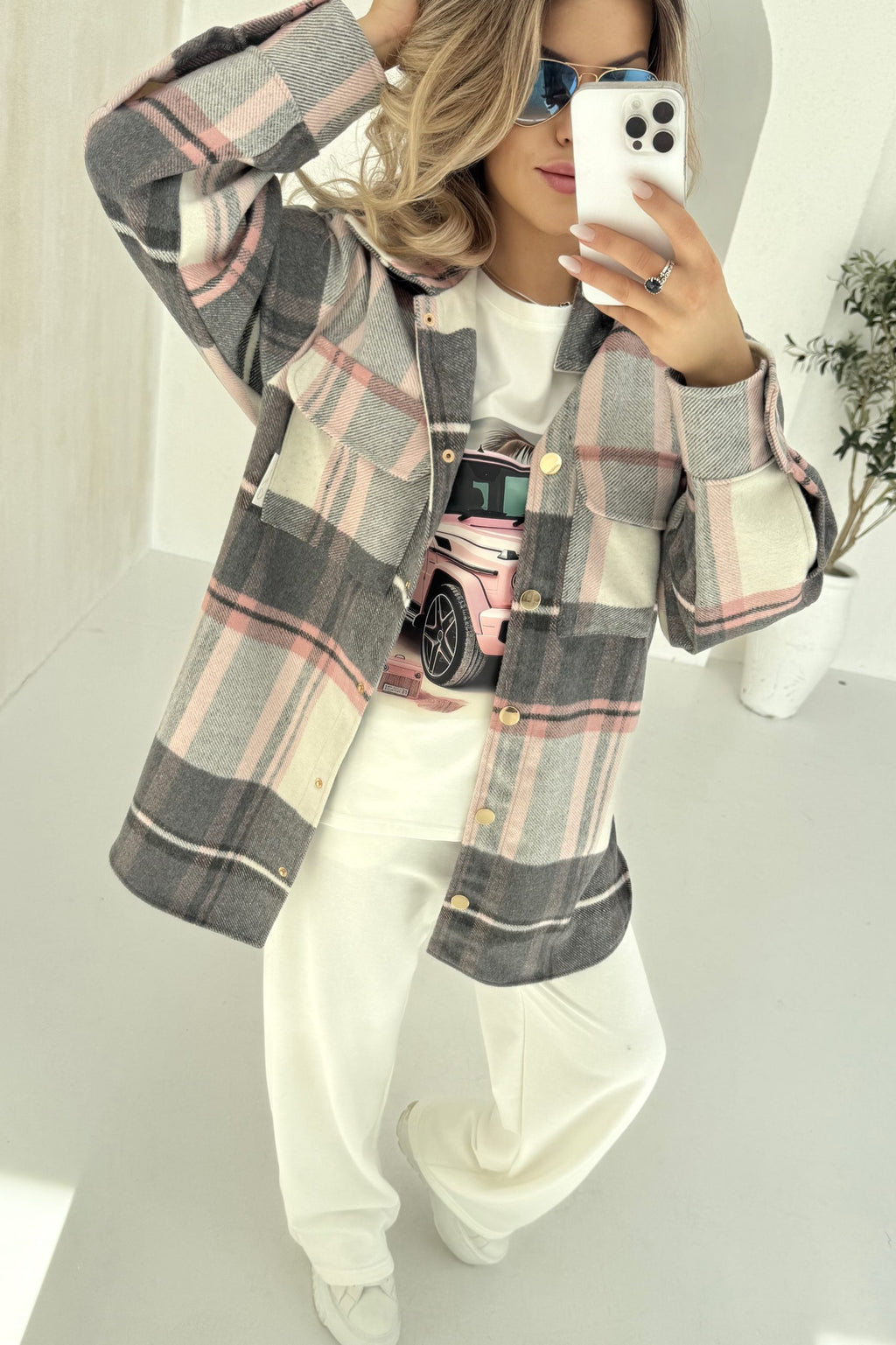 MELODY FLANELL – shirt jacket in pink