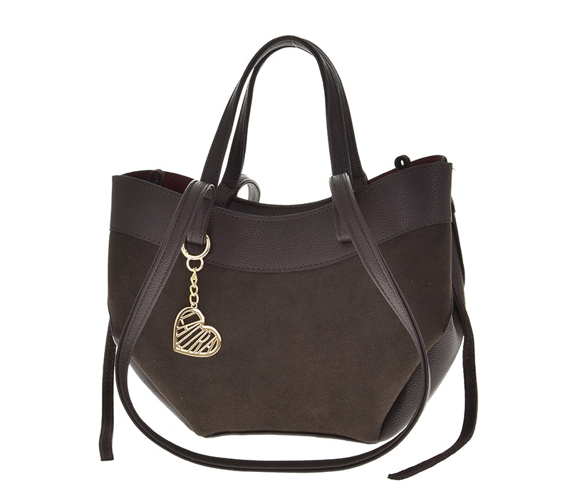 Elegante Damen Handtasche – Eco-Leder & Wildledermix | Braun