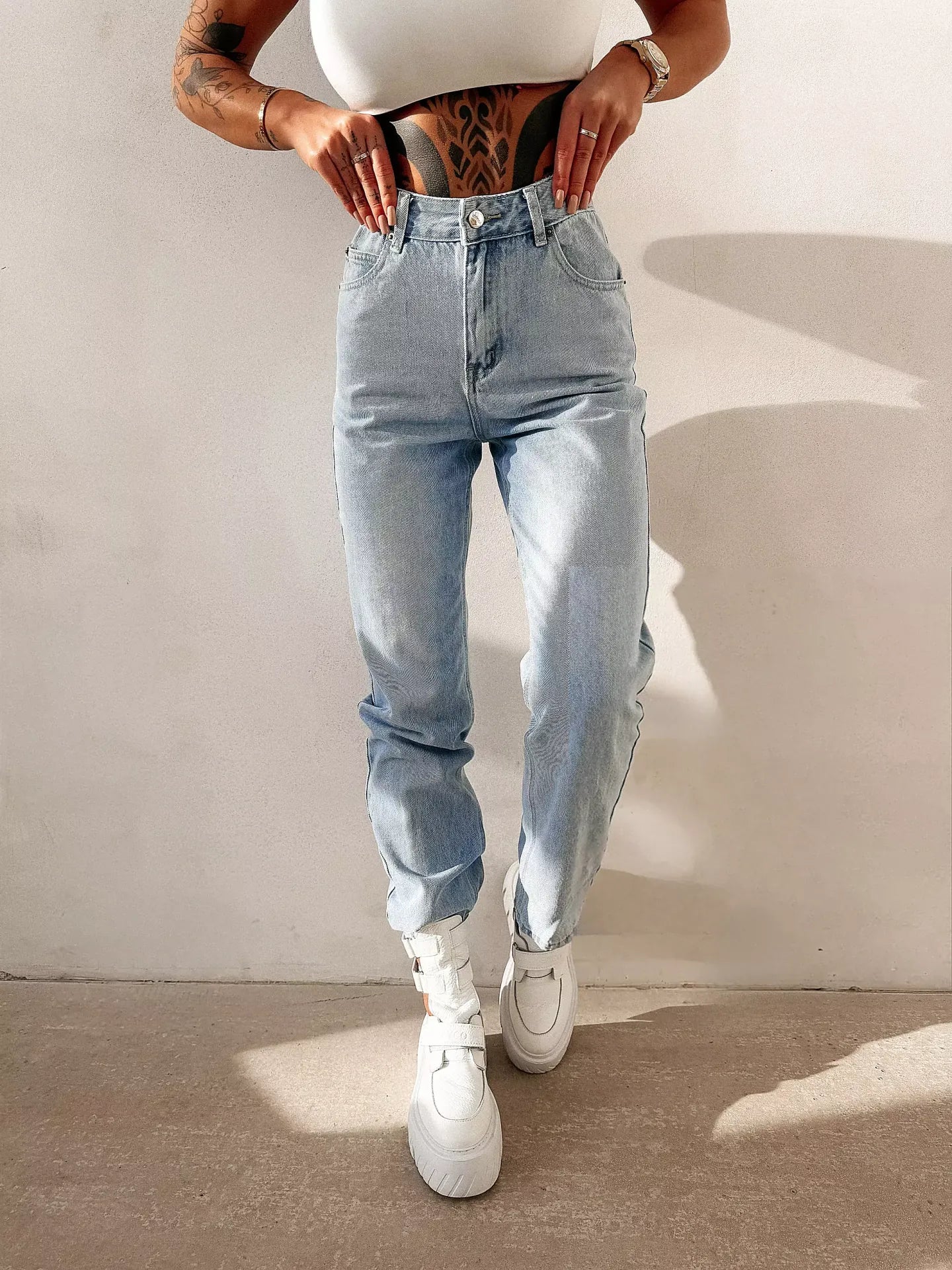 High Waist Damen Jeans OLAVOGA – Hellblau