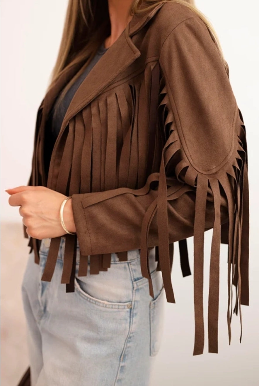 Damenjacke mit Fransen – Boho Vibes aus Italien