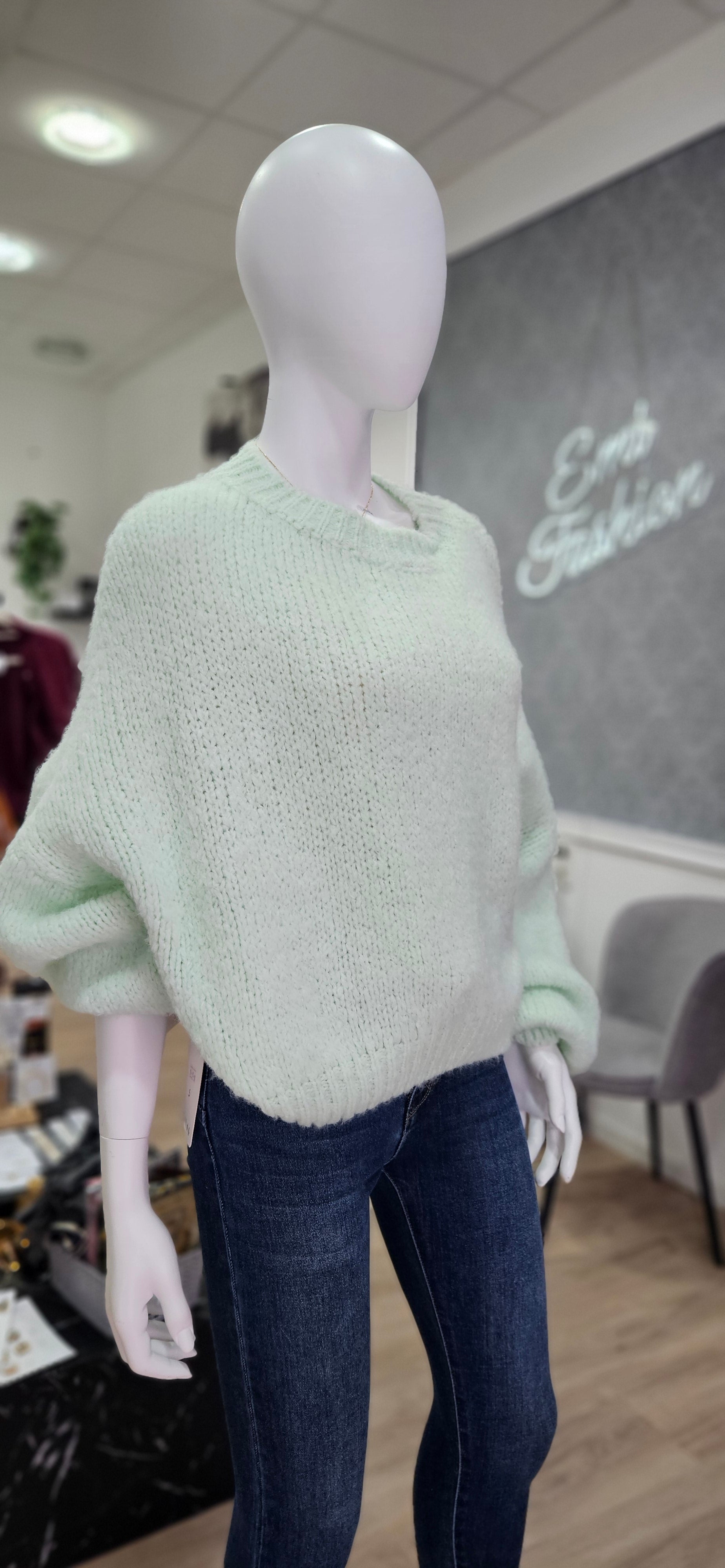 Kuscheliger Mohair-Strickpullover in Mint