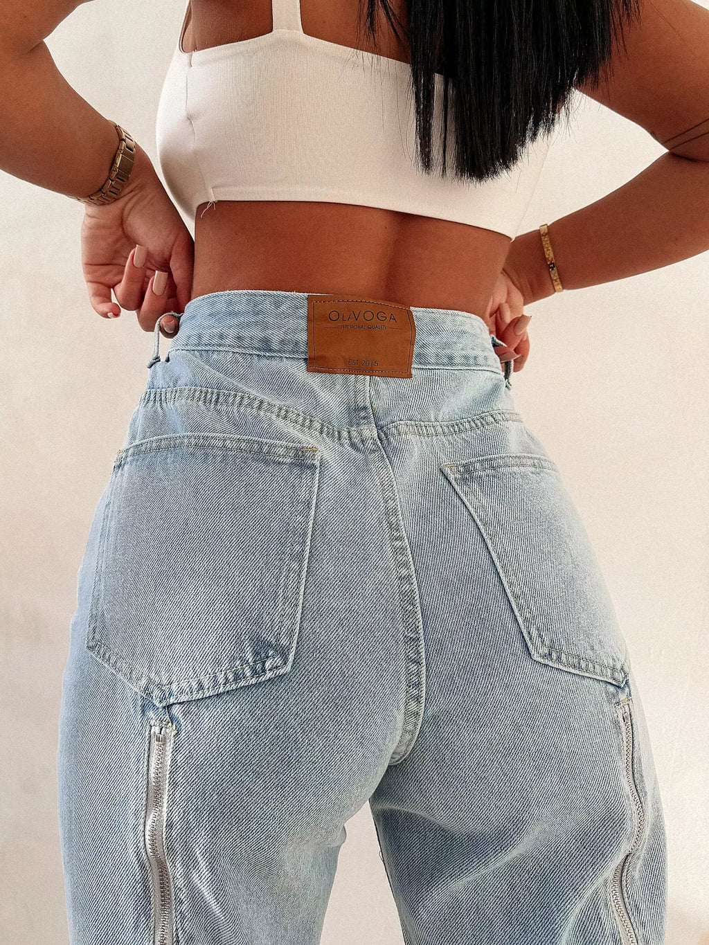 High Waist Damen Jeans OLAVOGA – Hellblau