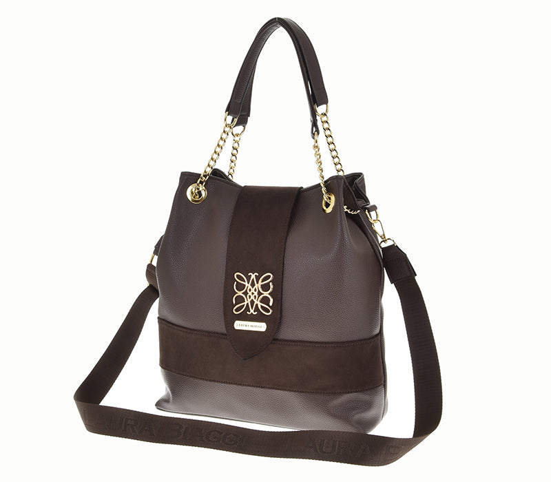 Laura Biaggi – Elegante Schultertasche / Crossbody | Braun