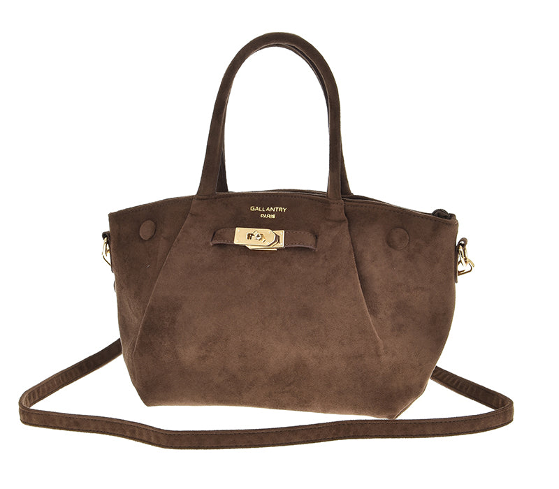 Elegante Damenhandtasche aus Wildleder-Optik – Braun