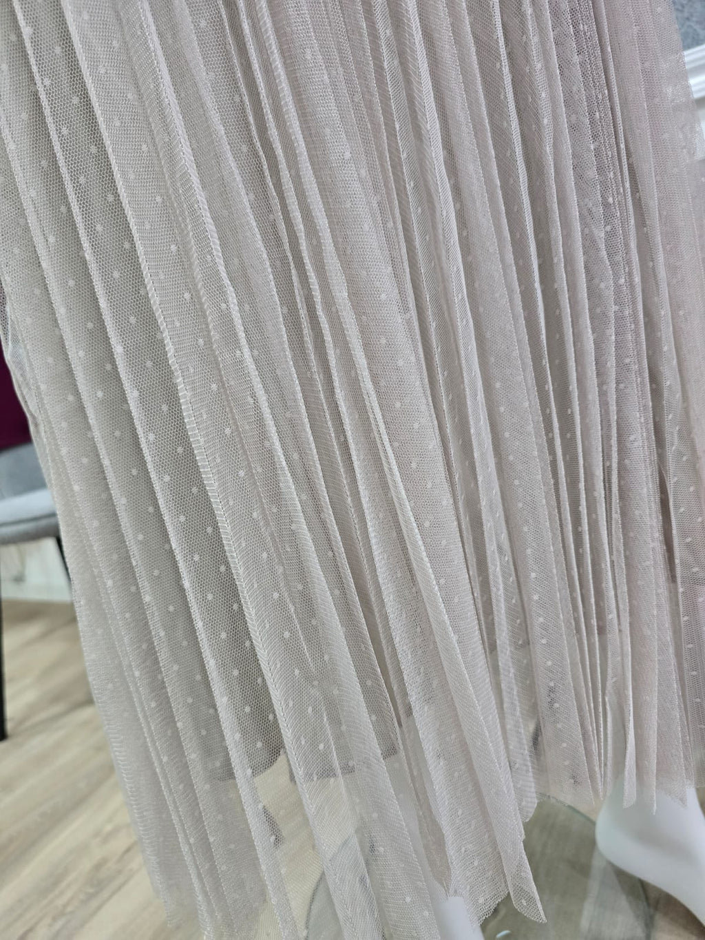 2er-Set: Cropped Pullover & Tüll-Plissee-Rock