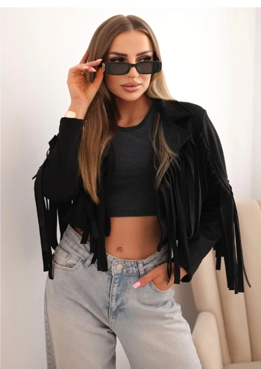 Damenjacke mit Fransen – Boho Vibes aus Italien