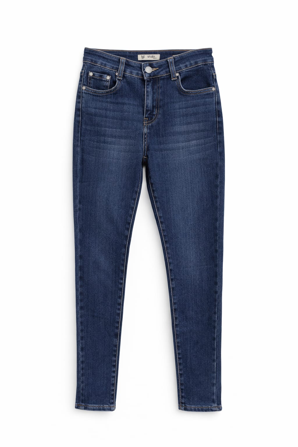 M.Sara High Waist Wide Leg Jeans „Utility Cargo“ – Medium Blue
