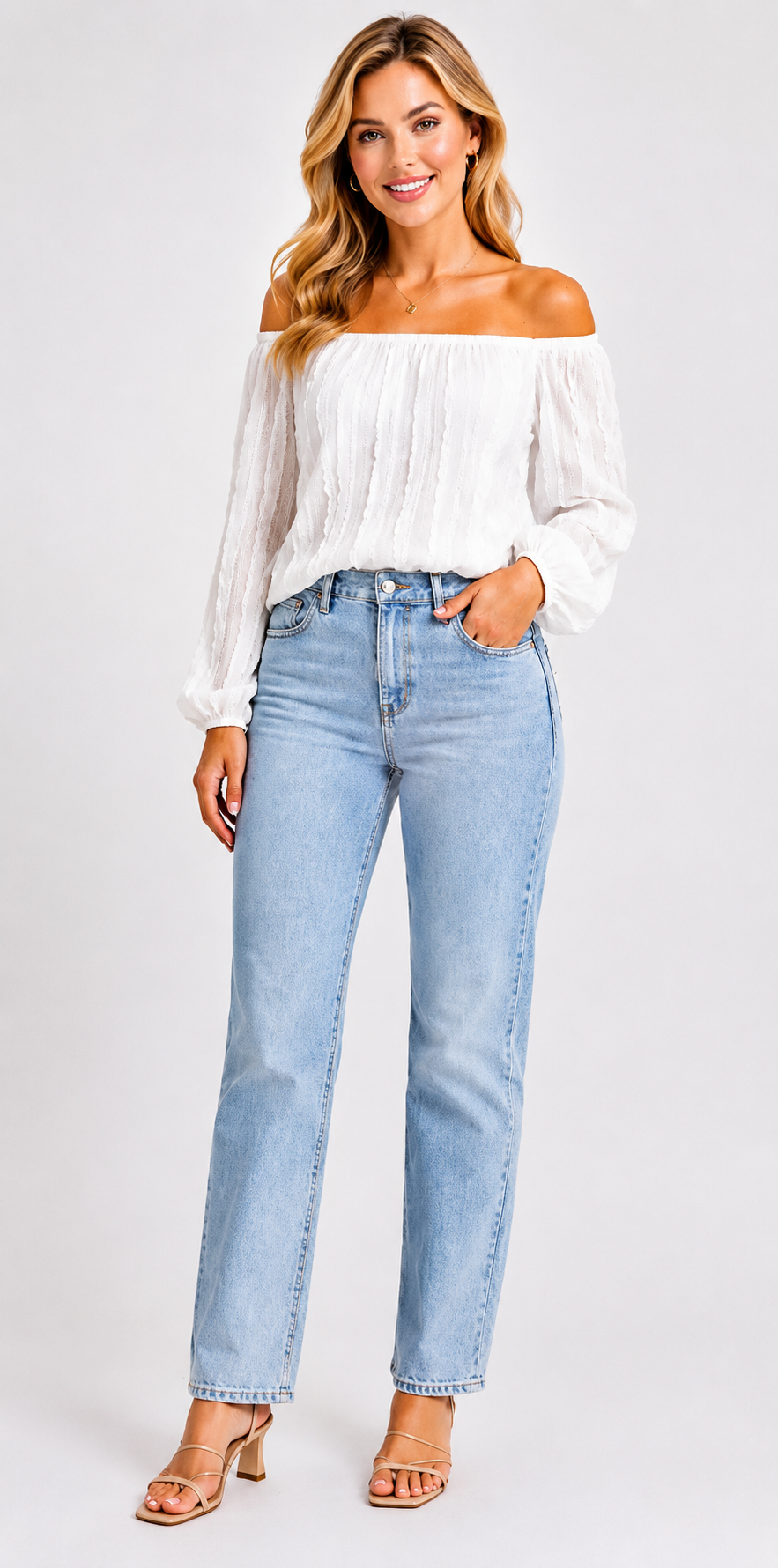 Elegante Off-Shoulder Bluse mit Spitze