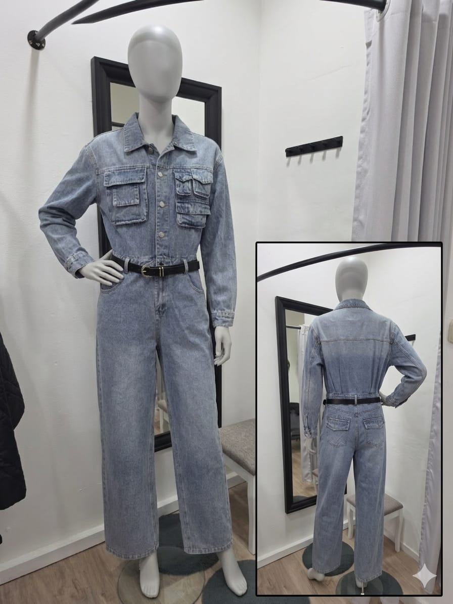 Retro Denim-Jumpsuit „Urban Utility“ – Hellblau
