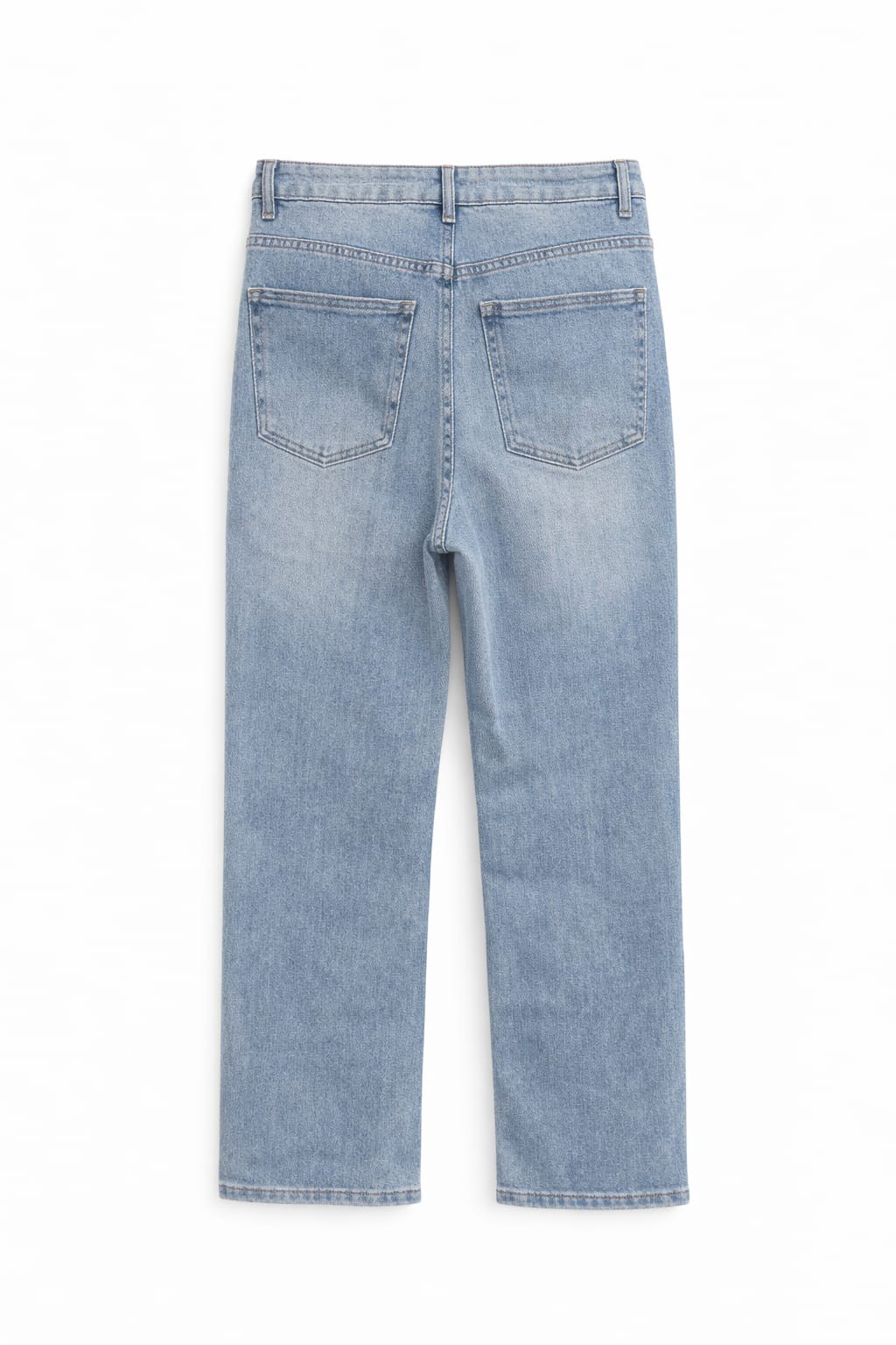 High Waist Straight Leg Jeans mit Destroyed-Effekten – Hellblau