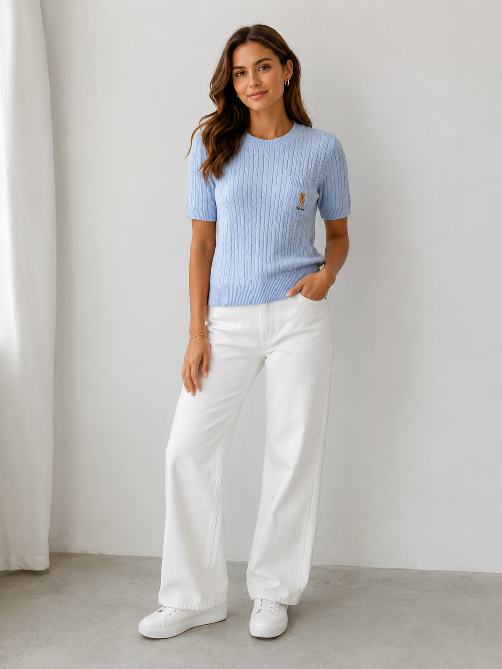Feinstrickpullover „Teddy“ mit Zopfmuster – Einheitsgröße