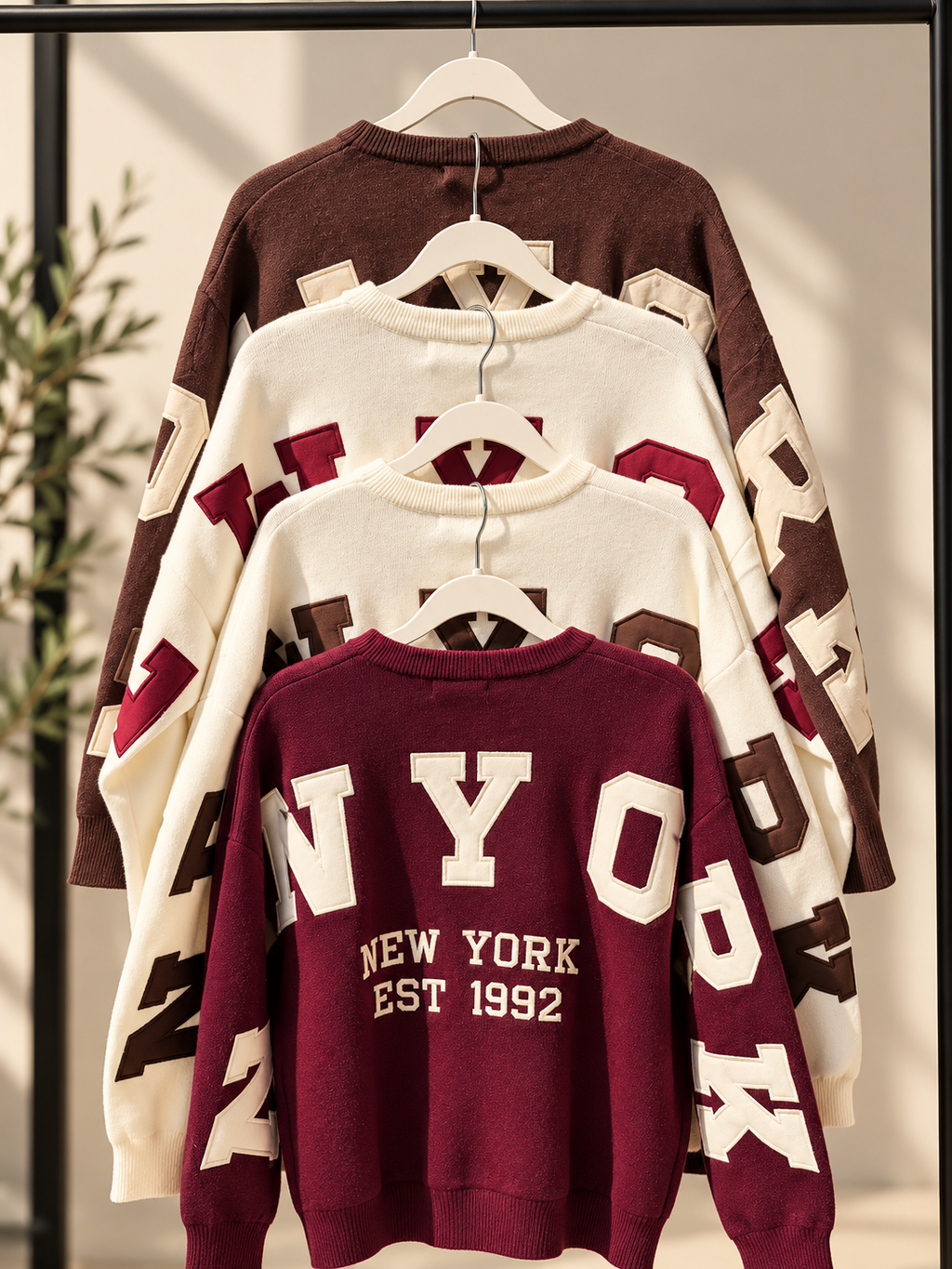 NY Oversize Pullover mit College-Applikationen