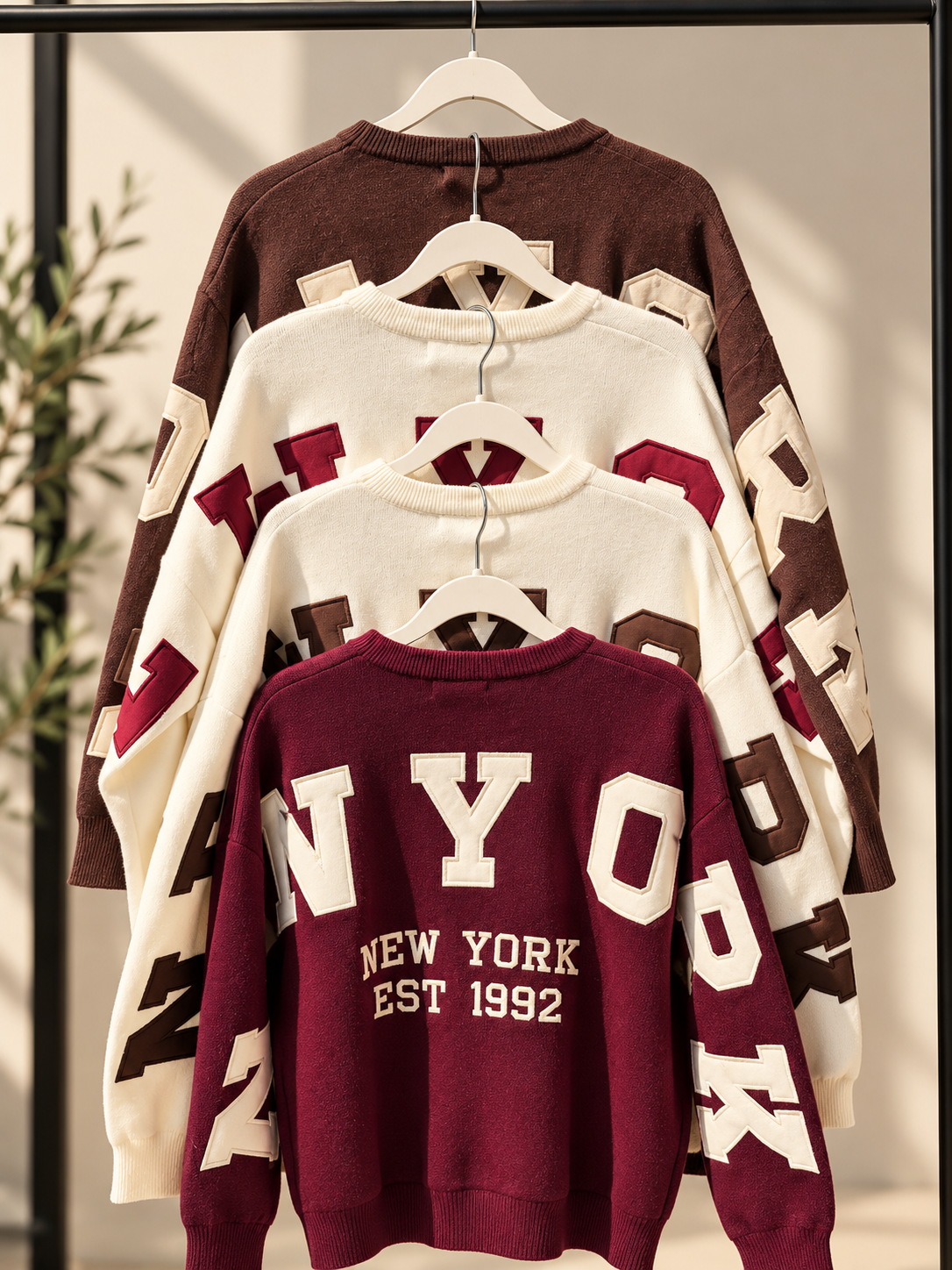 NY Oversize Pullover mit College-Applikationen