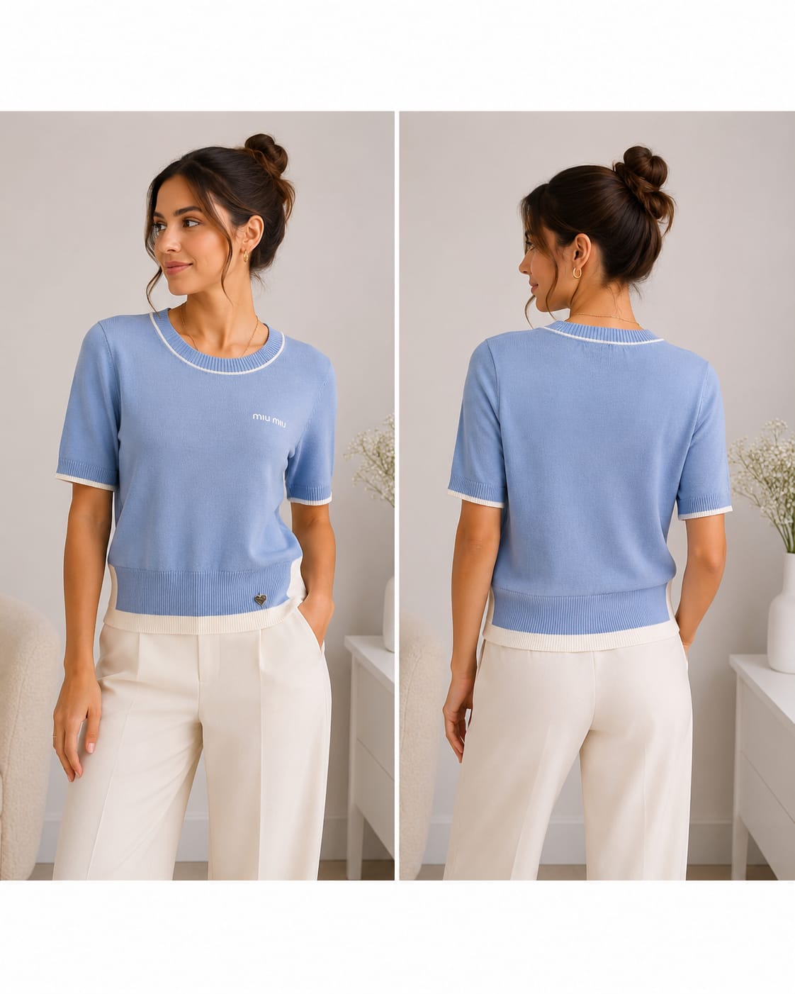 Eleganter Feinstrick-Pullover mit Kontrast-Details