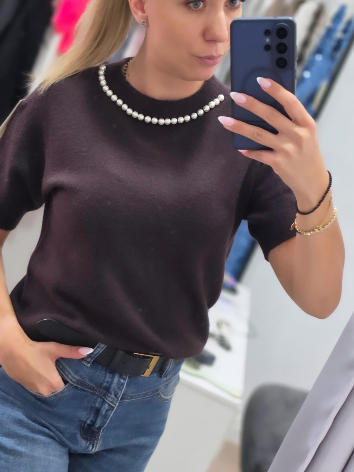 Strickshirt mit Perlen-Detail