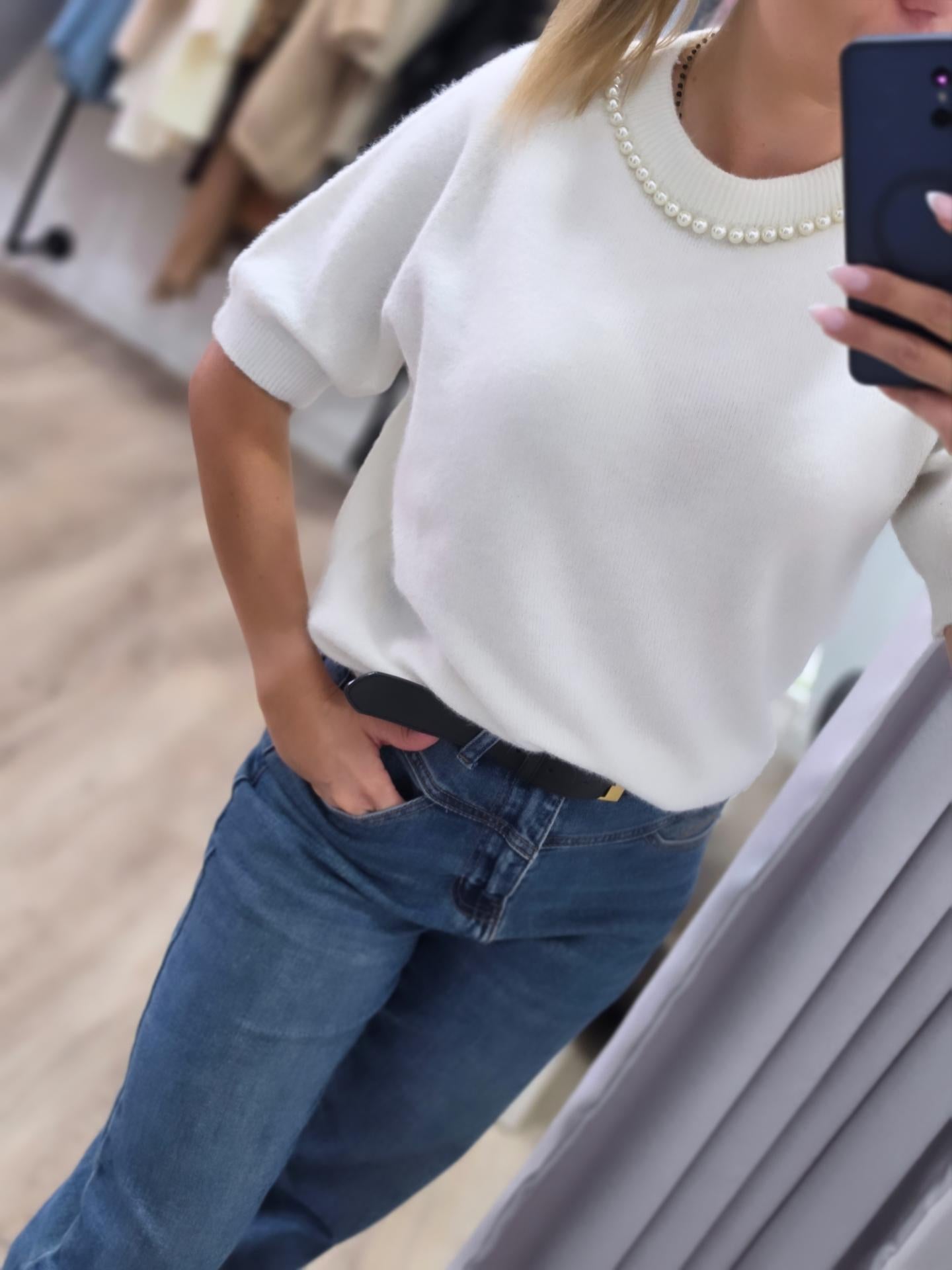 Strickshirt mit Perlen-Detail
