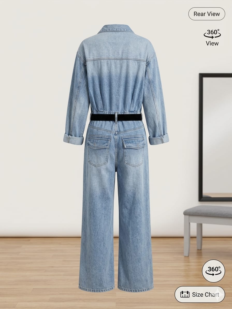 Retro Denim-Jumpsuit „Urban Utility“ – Hellblau