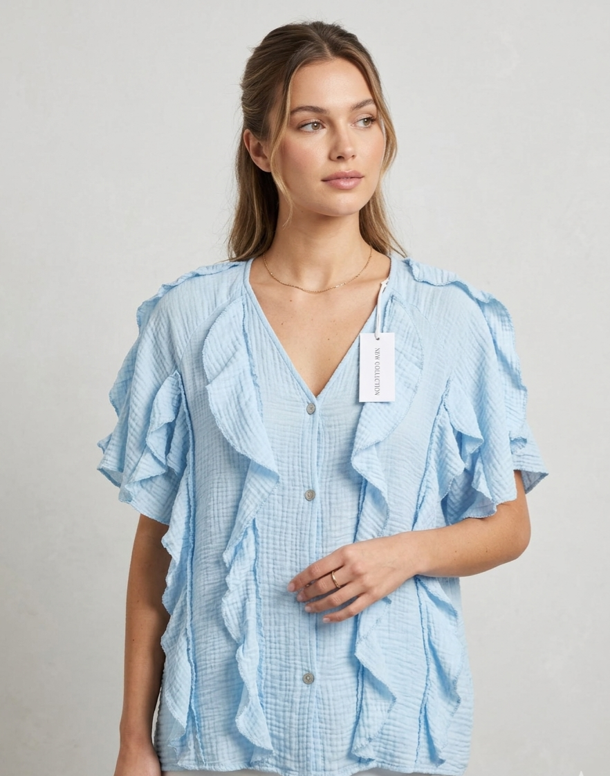 Leichte Musselin-Bluse mit Volants