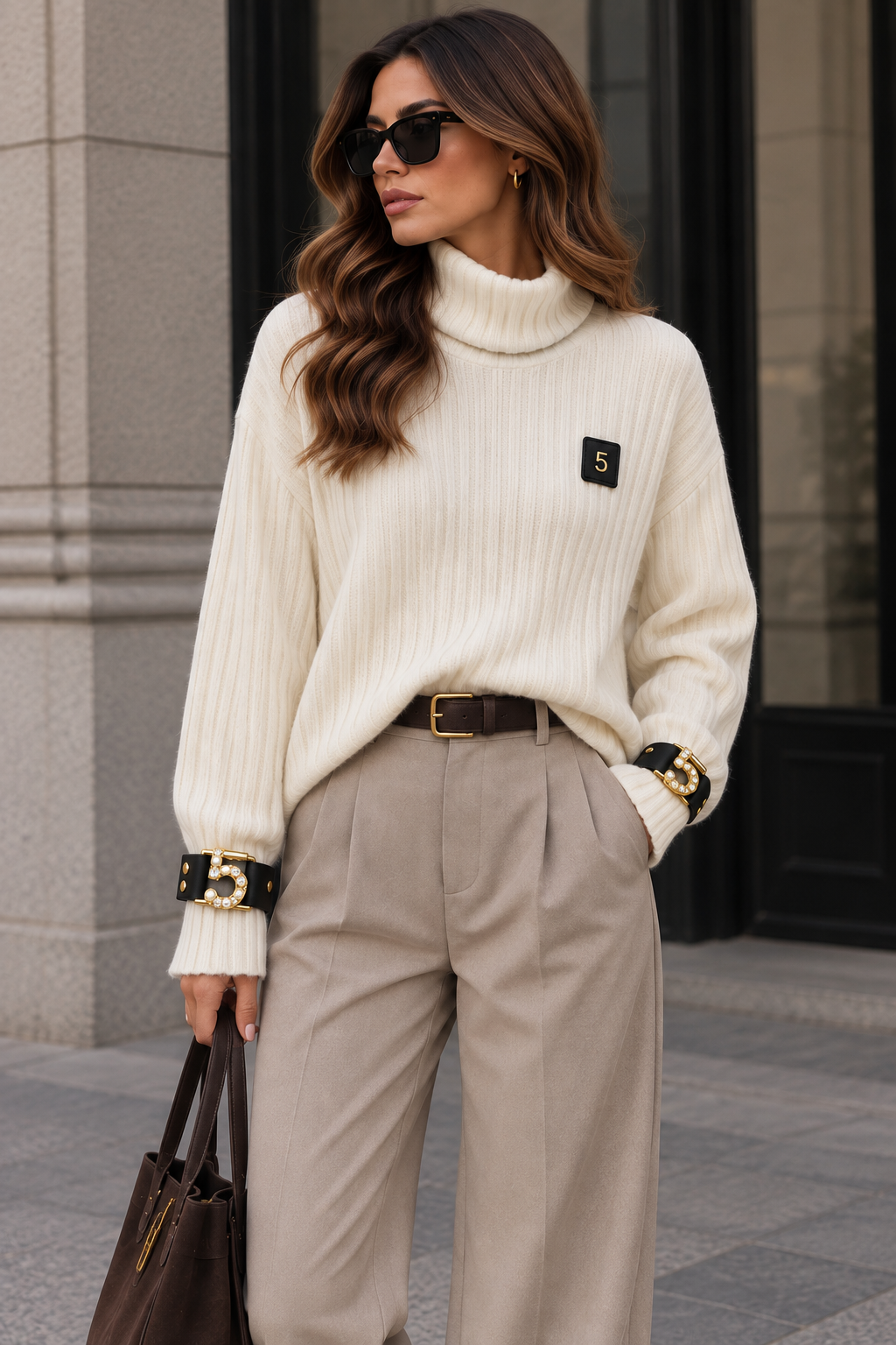 Damen Rollkragenpullover mit Schmuckdetails