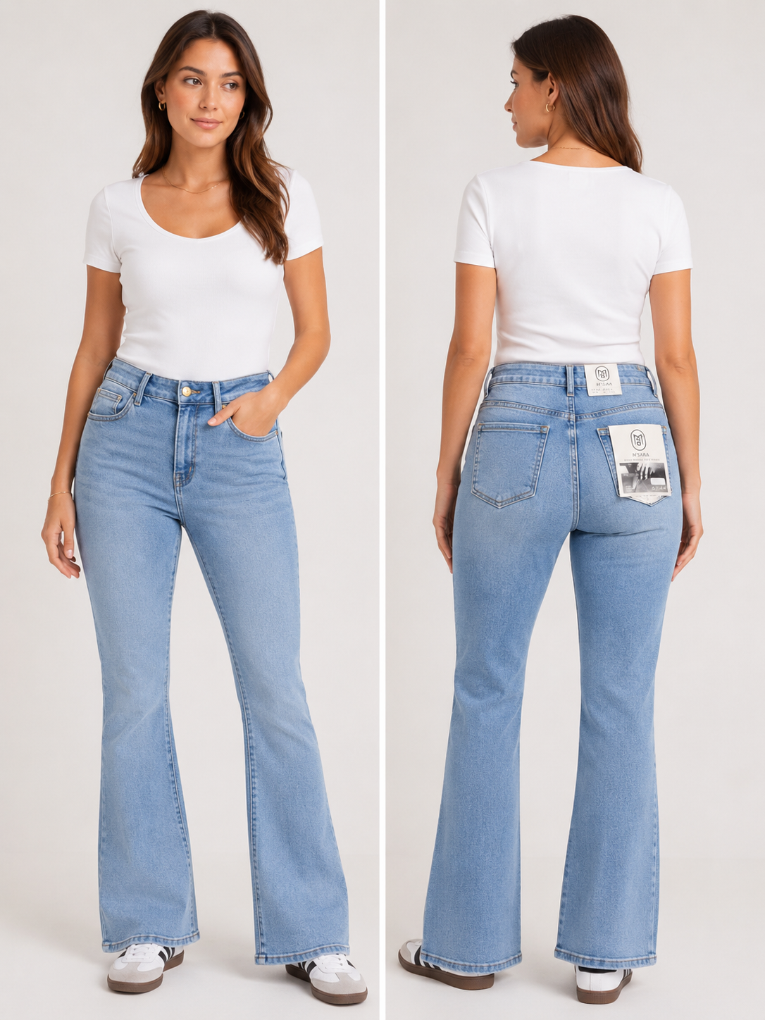 M'SARA Schlagjeans – Light Blue Denim