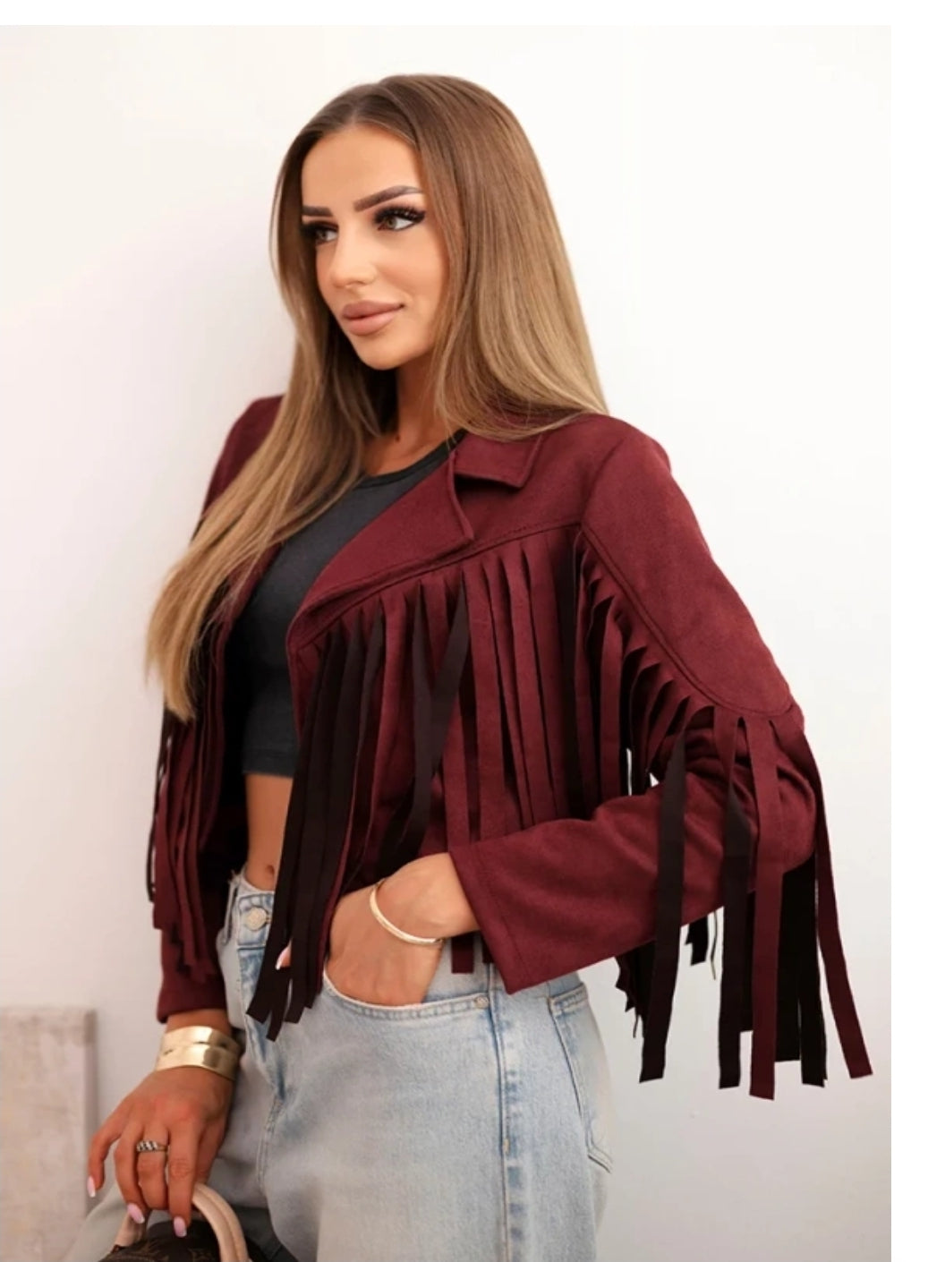 Damenjacke mit Fransen – Boho Vibes aus Italien