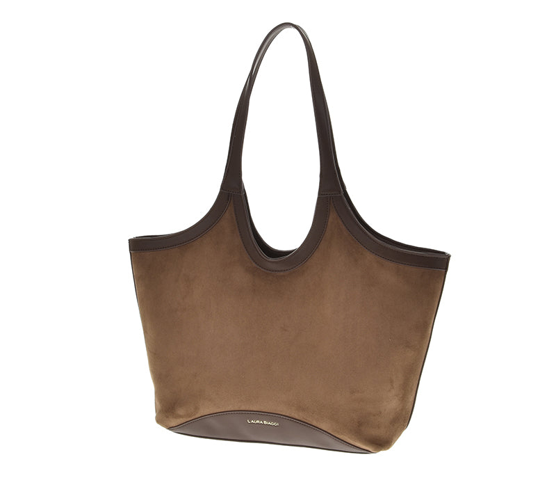 Laura Biaggi Damen Shopper – Braun in Wildleder-Optik