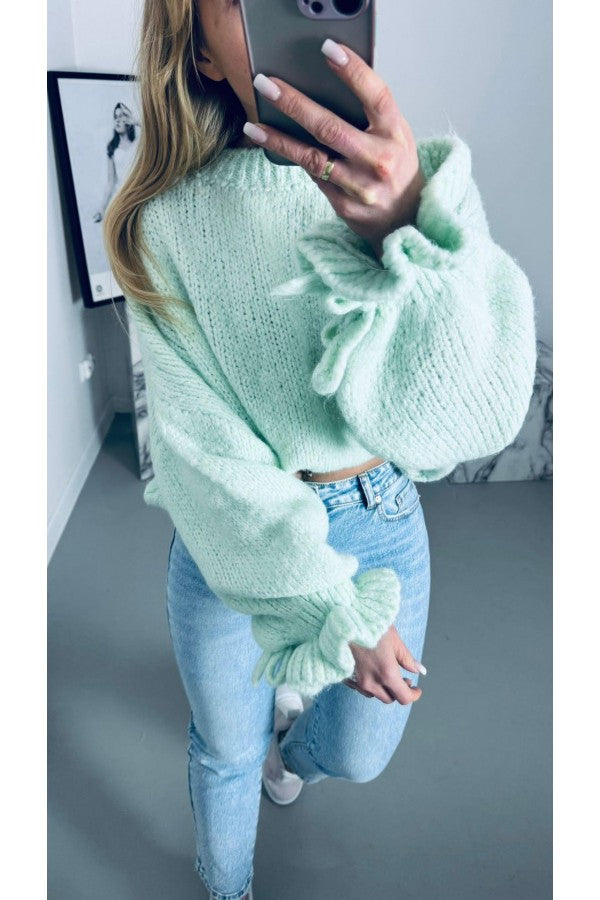 Damen Strickpullover mit voluminösen Ärmeln – UNI