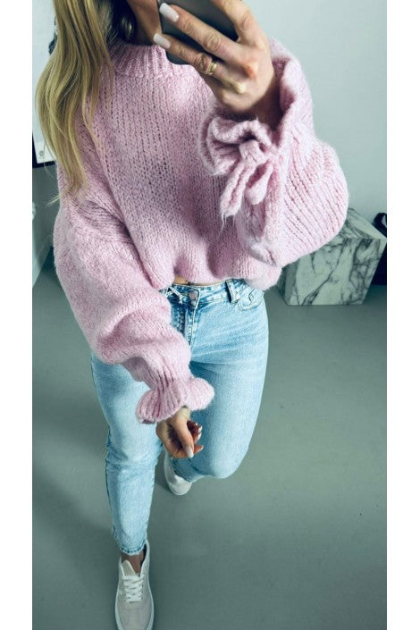 Damen Strickpullover mit voluminösen Ärmeln – UNI