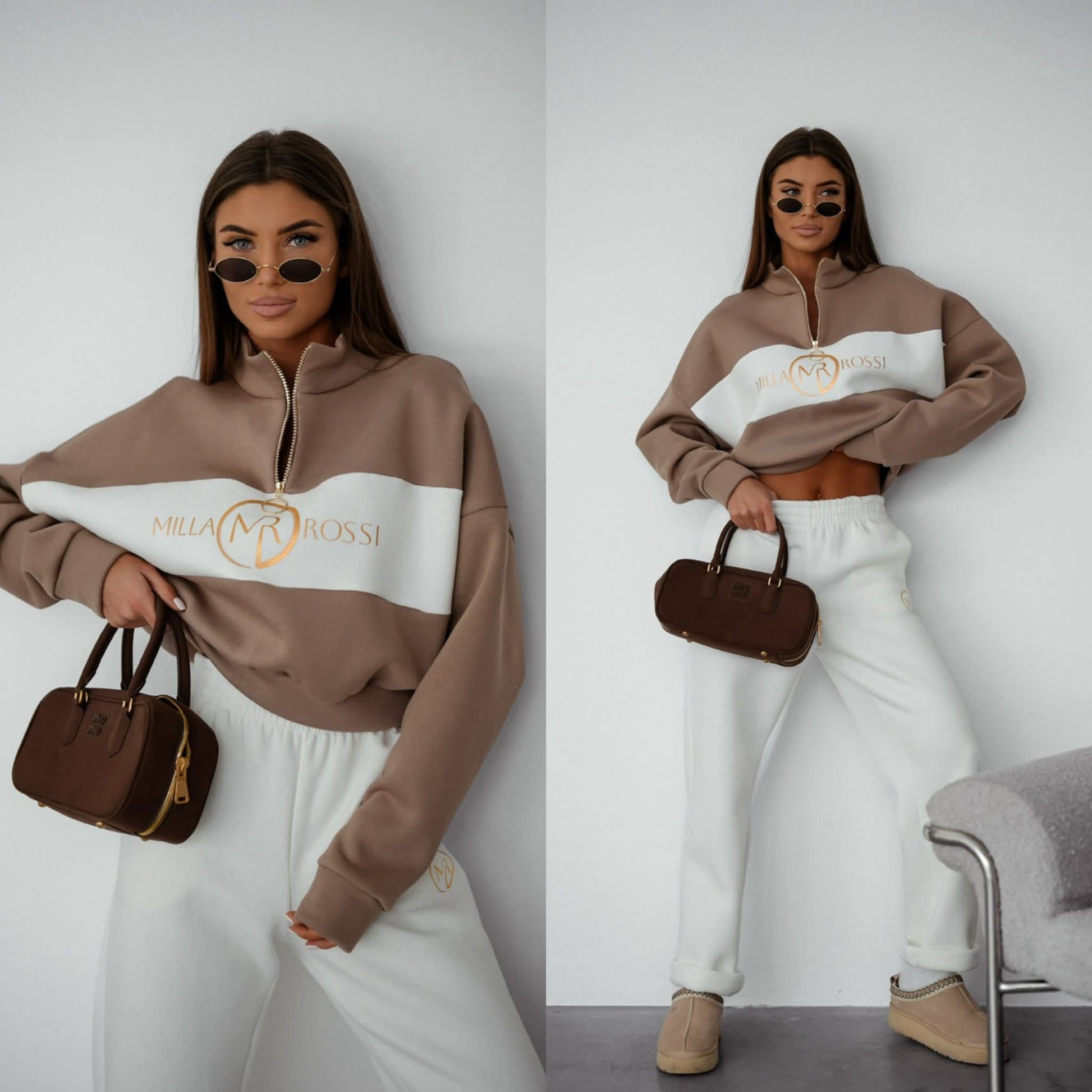 Damen Oversize Sweatshirt MILLA ROSSI mit Reißverschluss – UNI