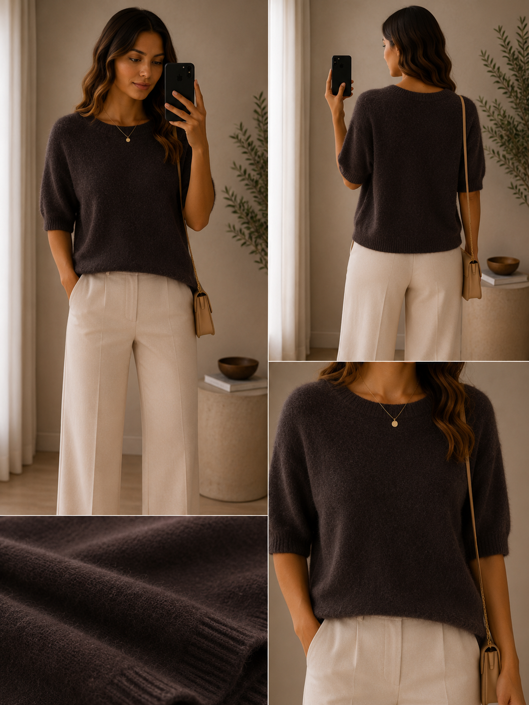 Kurzarm-Strickpullover