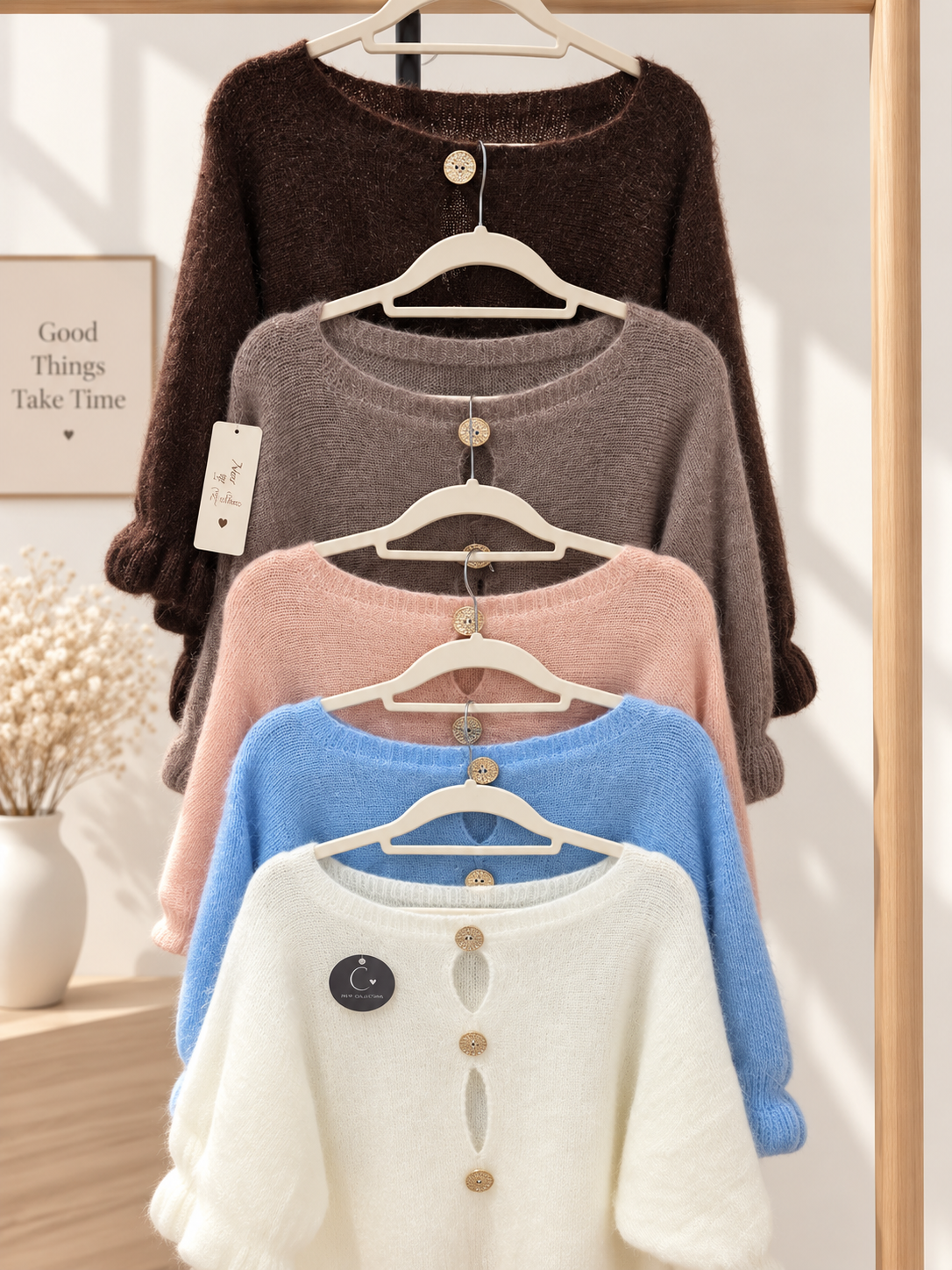 Flauschiger Oversize-Pullover mit Rückendetails