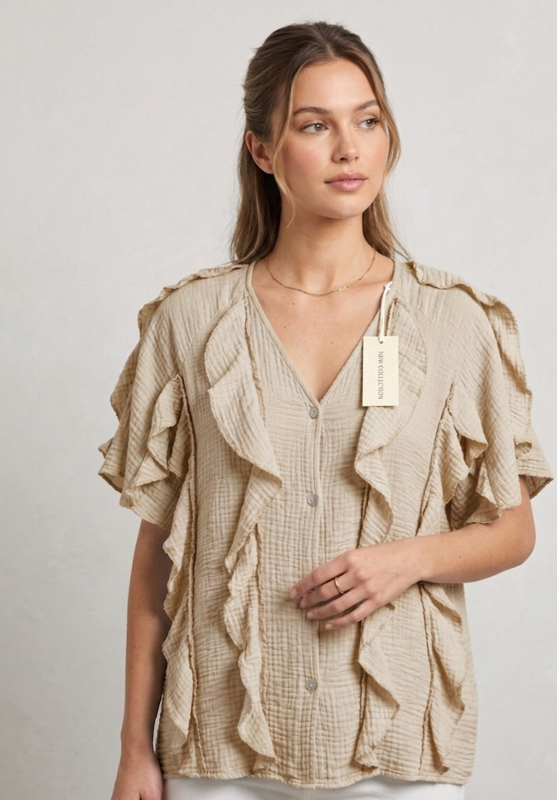 Leichte Musselin-Bluse mit Volants