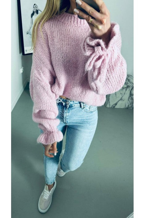 Damen Strickpullover mit voluminösen Ärmeln – UNI