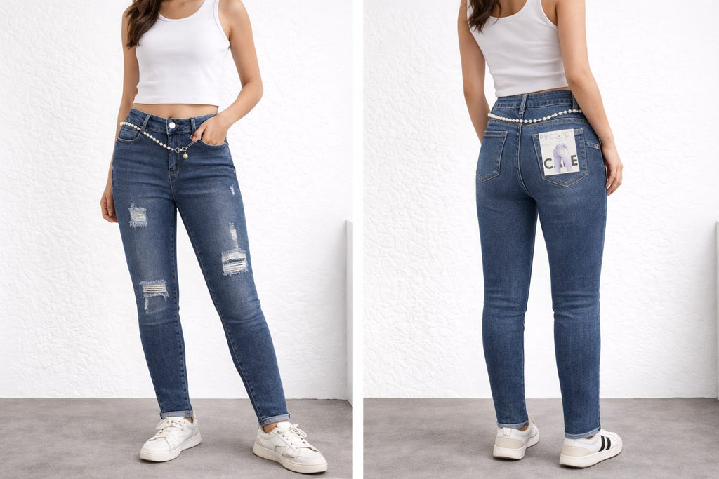 M.Sara High Waist Straight Leg Jeans „Essential Blue“ – Medium Wash