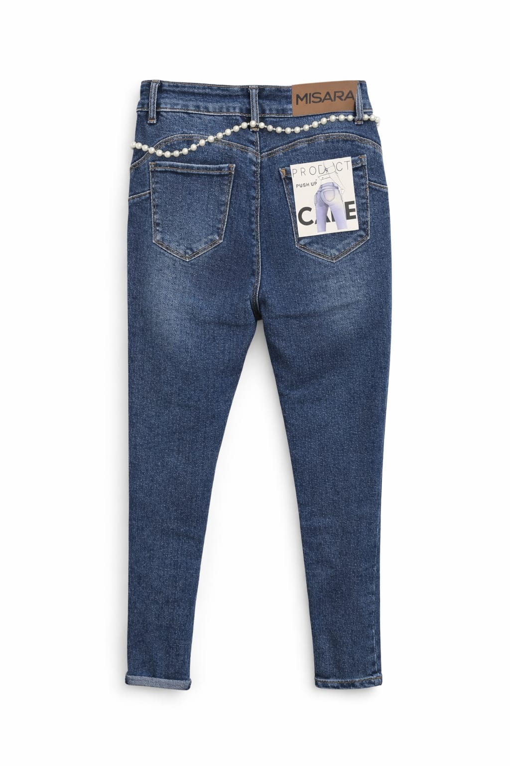 M.Sara High Waist Straight Leg Jeans „Essential Blue“ – Medium Wash