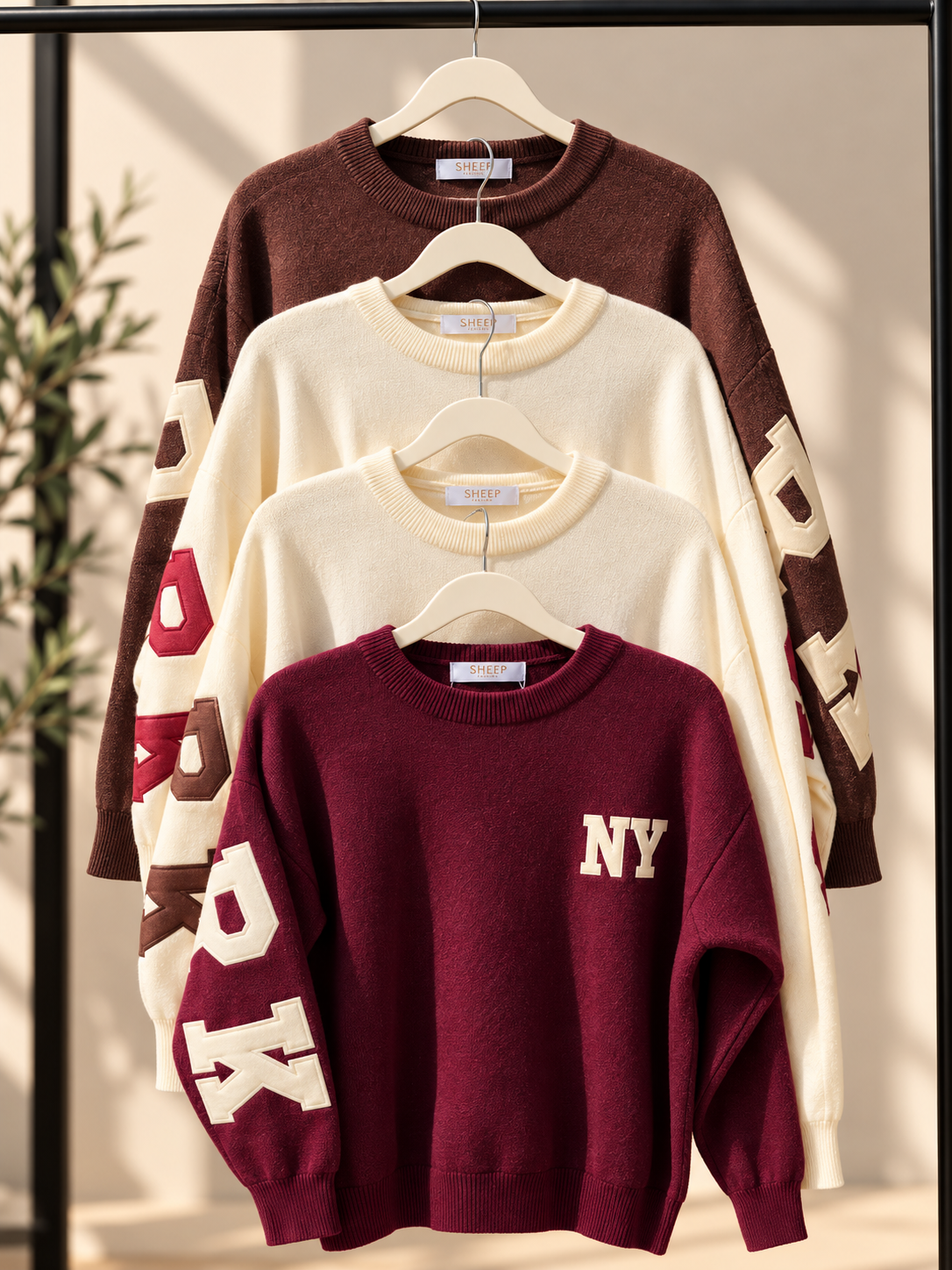 NY Oversize Pullover mit College-Applikationen
