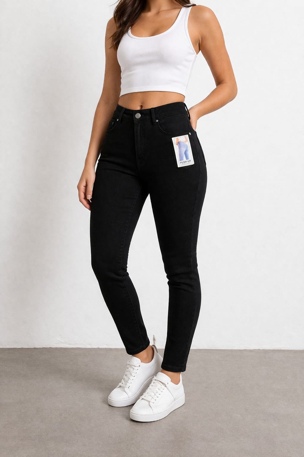 High Waist Skinny Jeans „Sculpt & Lift“ – Deep Black