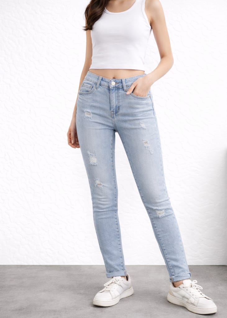 M. Sara High Waist Two-Tone Jeans „Double Shade“ – Wide Leg