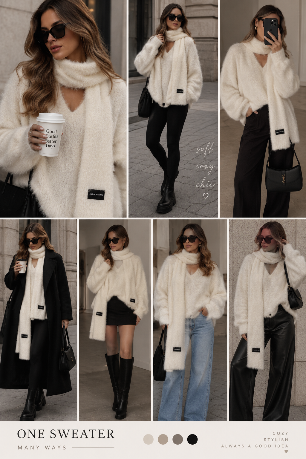 Alpaka Damenpullover mit Schal – kuscheliges 2-teiliges Set