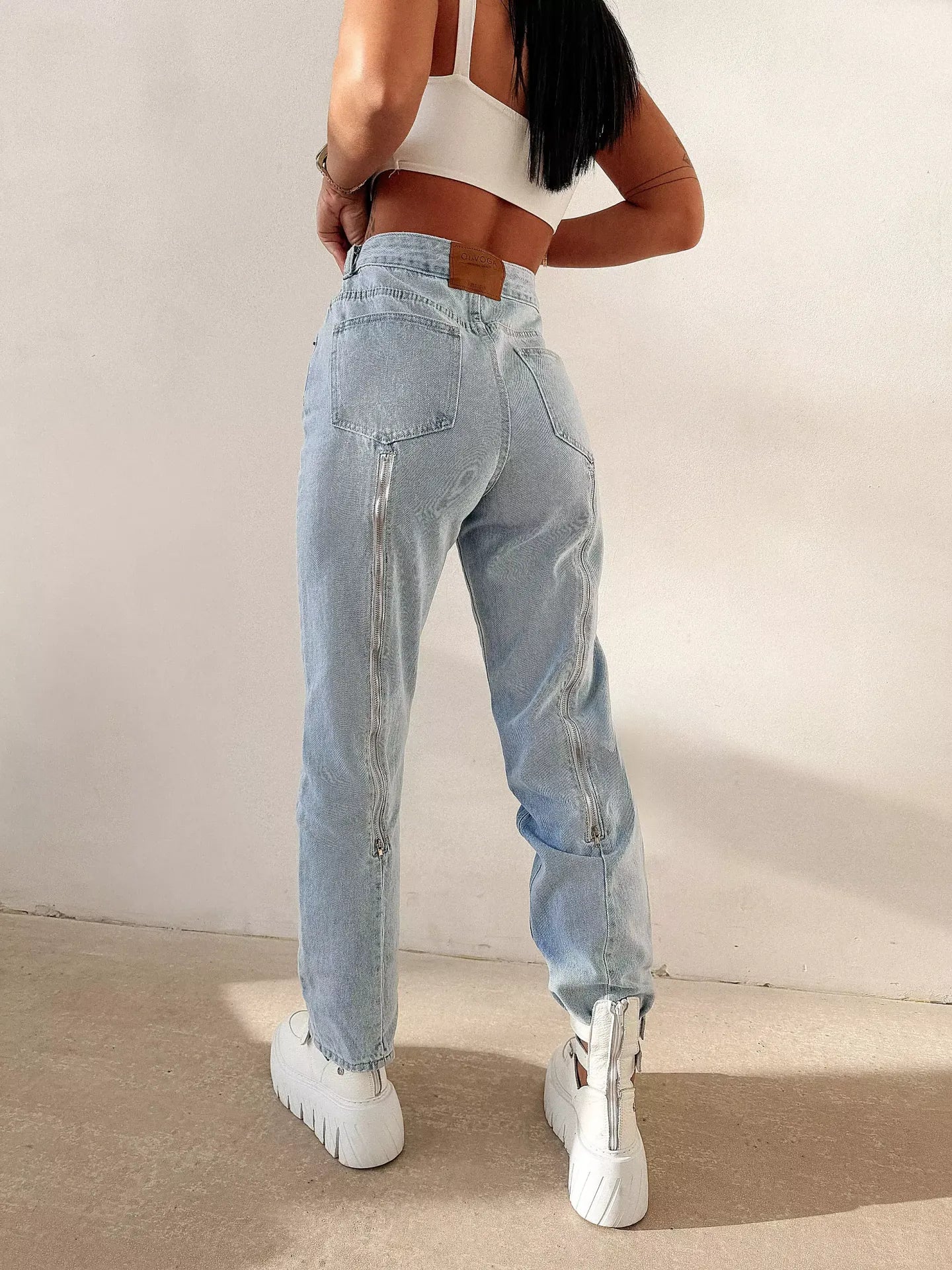 High Waist Damen Jeans OLAVOGA – Hellblau